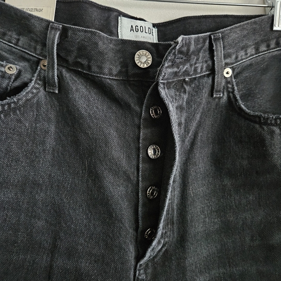 NWT! AGOLDE Lana Jean Sz 32 Mid Rise Vintage Straight Distressed Black Disorder - Picture 6 of 12
